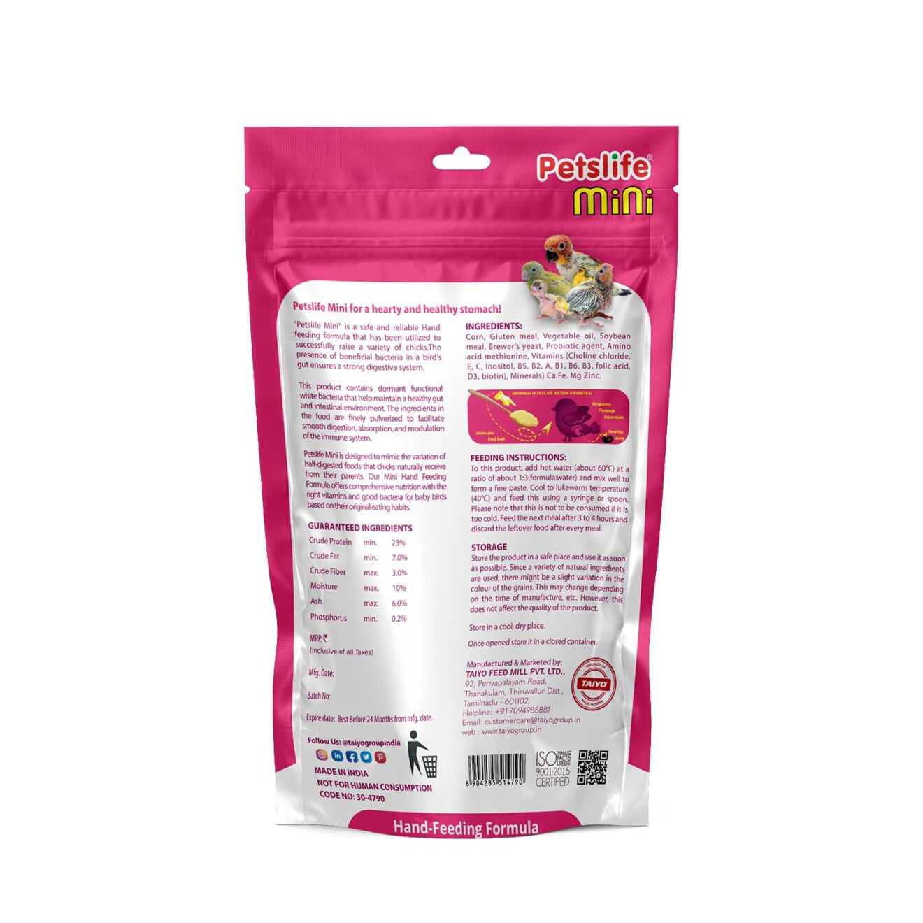 Petslife Mini Hand Feeding Formula For All Baby Birds Vm Pets Mart