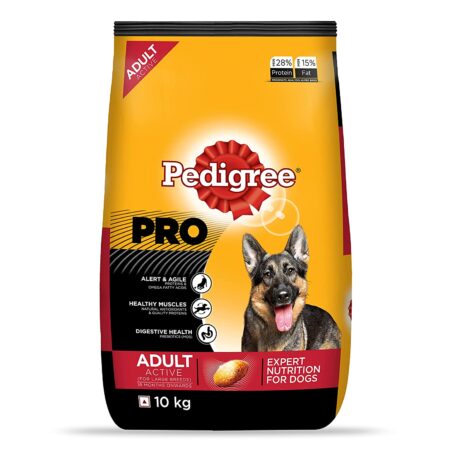 Pedigree PRO Expert Nutrition, Dry Dog Food Food for Active Adult Dogs (18 Months Onwards), Chicken Flavor, 10kg Pack
