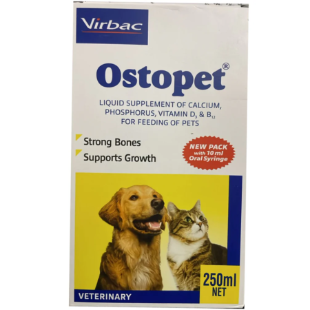 Ostopet Calcium and Multivitamin Pet Supplement for Strong Bones and Fast Growth 250ml