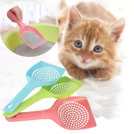 VM Mart Plastic Cat Litter Scooper Shovel, Small Hole, Multi Color