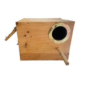 VM Mart Wooden Breeding Nesting Box for Cockatiel Bird with Perch, 25X20X20 cm 1