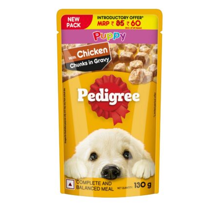 Pedigree Chicken Chunks Gravy Dog Food Pouch 130 gm