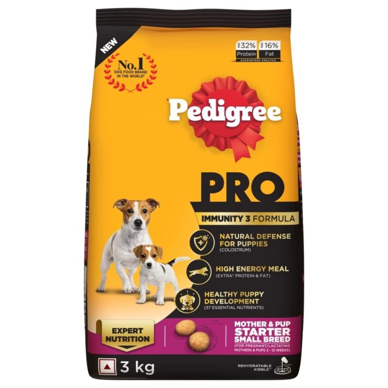 Pedigree Pro Mother & Pup Starter Small Breed, Dry Chicken Dog Food, Expert Nutrition for Pregnant/Lactating Mothers & Pups (3-12 Weeks), 3 Kg