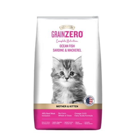 Grain Zero Signature Mother & Kitten Cat Dry Food - 1.2 kg - Ocean Fish, Sardine and Mackeral | Omega 3 & Omega 6, Fatty Acids Formula