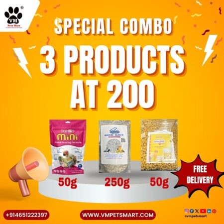 Petslife Hand Feeding Formula + Bird Grit + Petslife Egg food Combo at Rs.200
