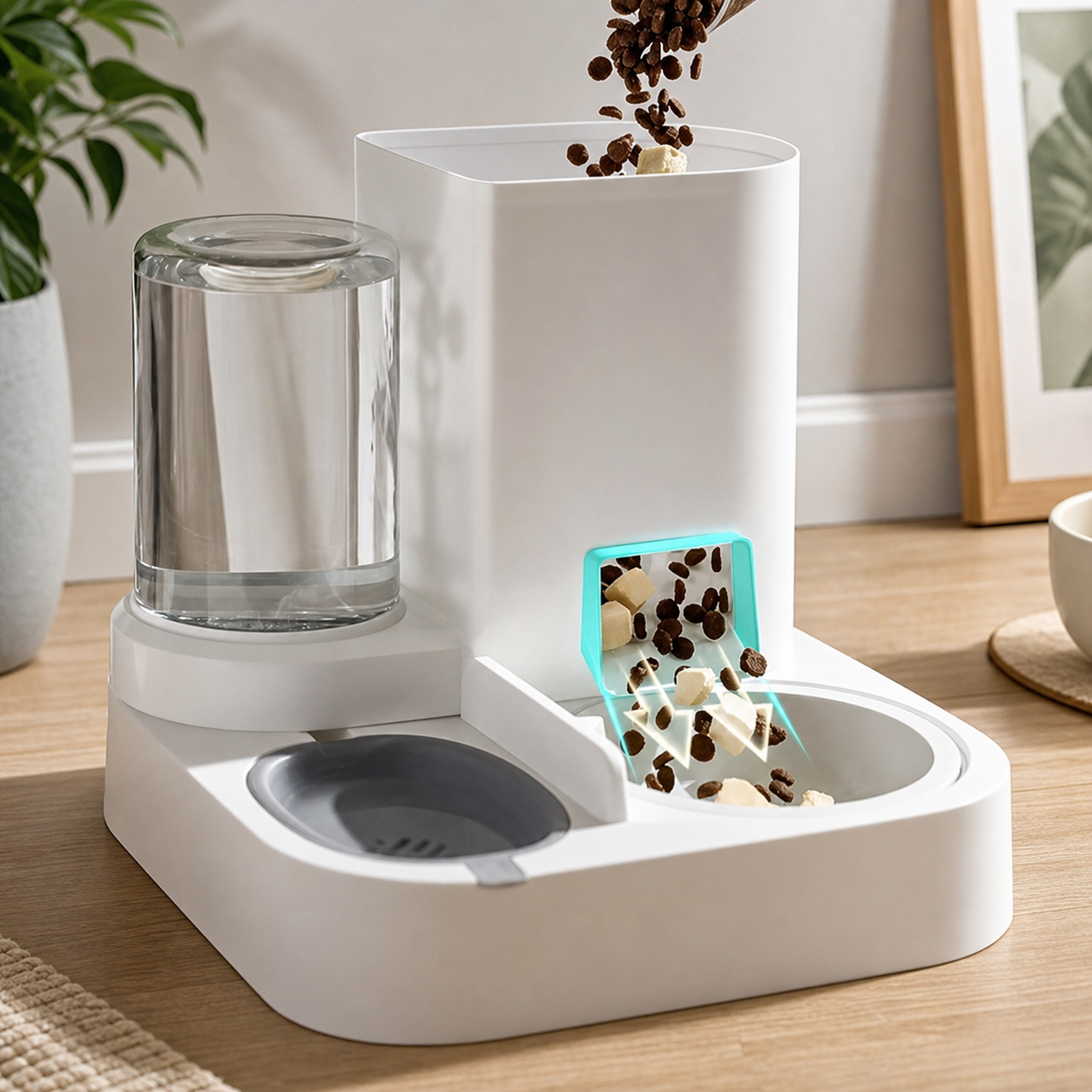VM Mart Automatic Two-in-One Cat and Dog Food and Water Feeder Bowl